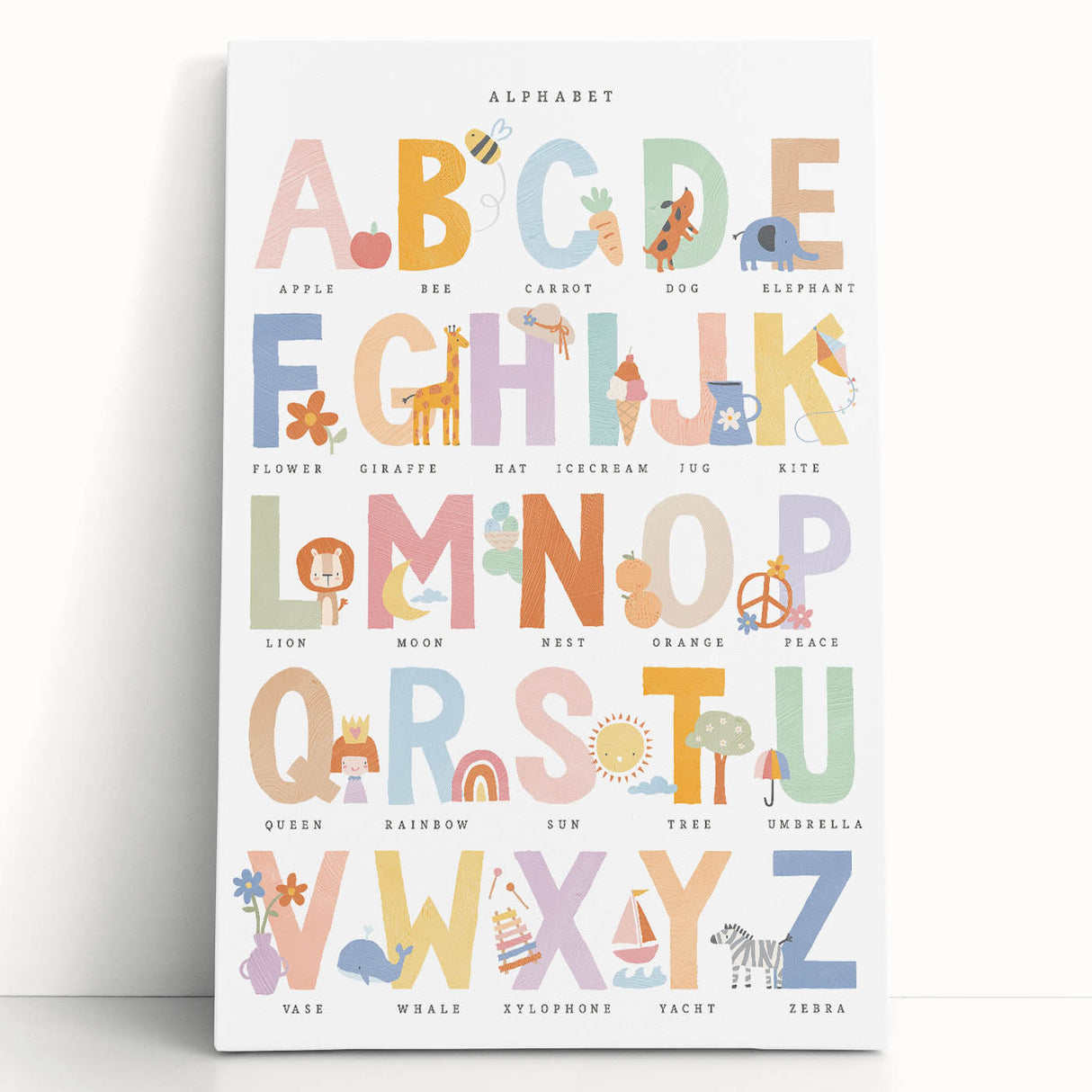 Educational Nursery Wall Decor - Colorful Alphabet Learning Print