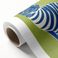Playroom Wall Art – Bold Blue Striped Cat Illustration for Kids