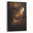 Black and white framed canvas depicting a vintage landscape scene, ideal for bedroom wall art.