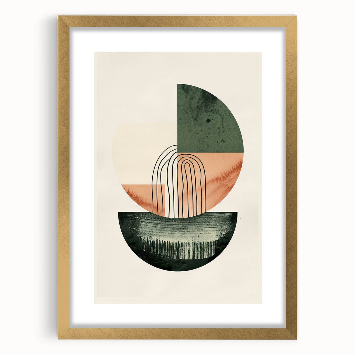Contemporary Dining Art Pieces – Green & Peach Geometric Print