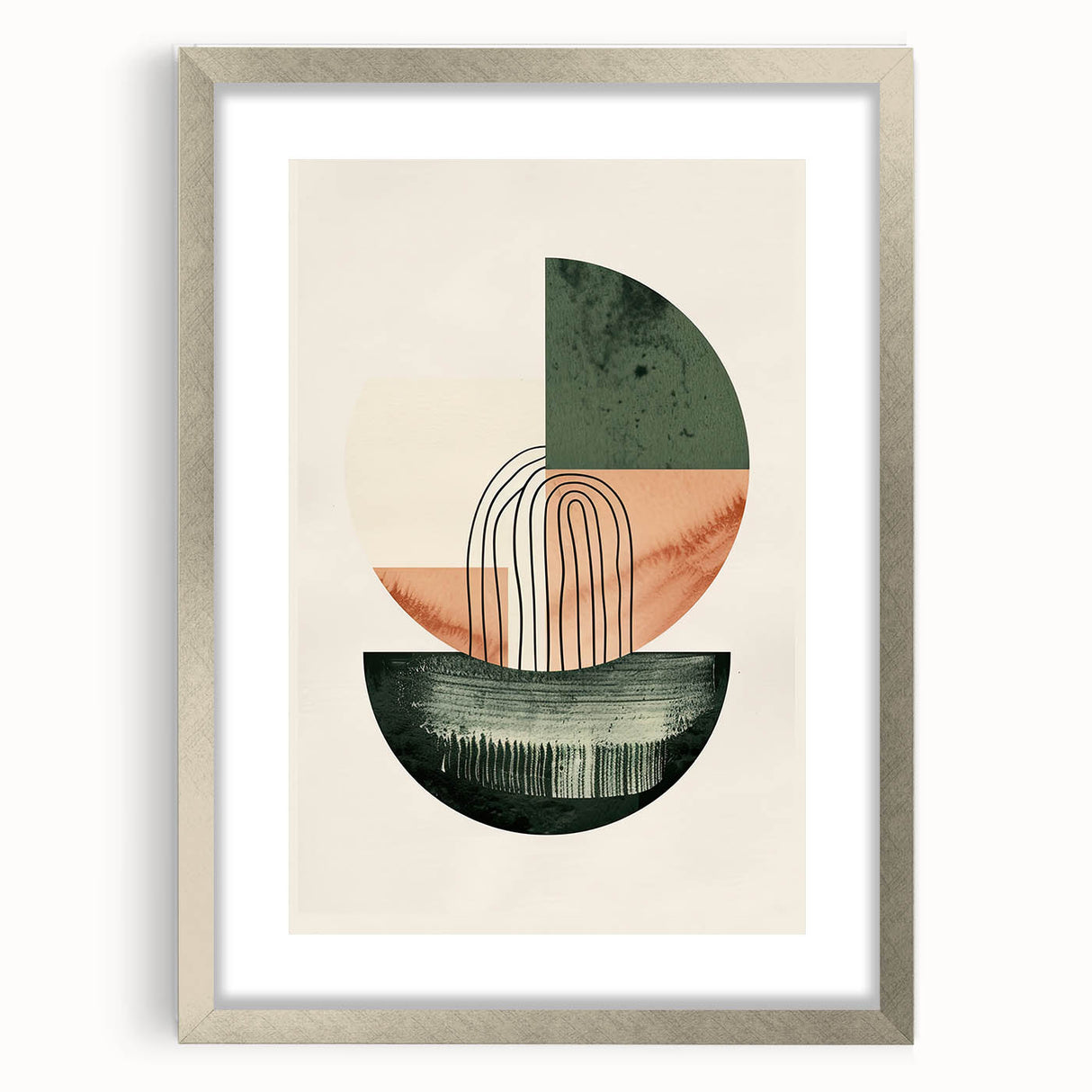 Contemporary Dining Art Pieces – Green & Peach Geometric Print