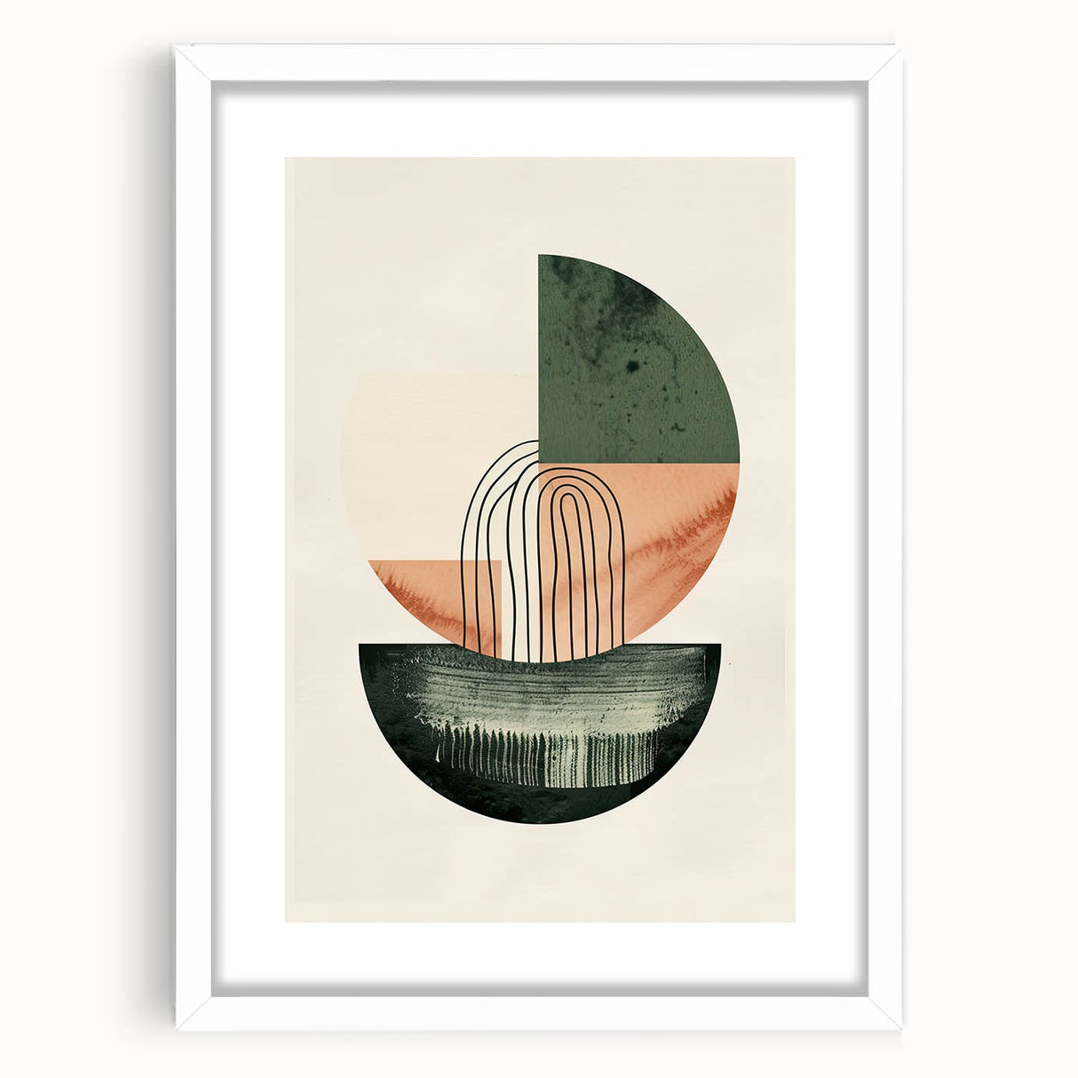 Contemporary Dining Art Pieces – Green & Peach Geometric Print