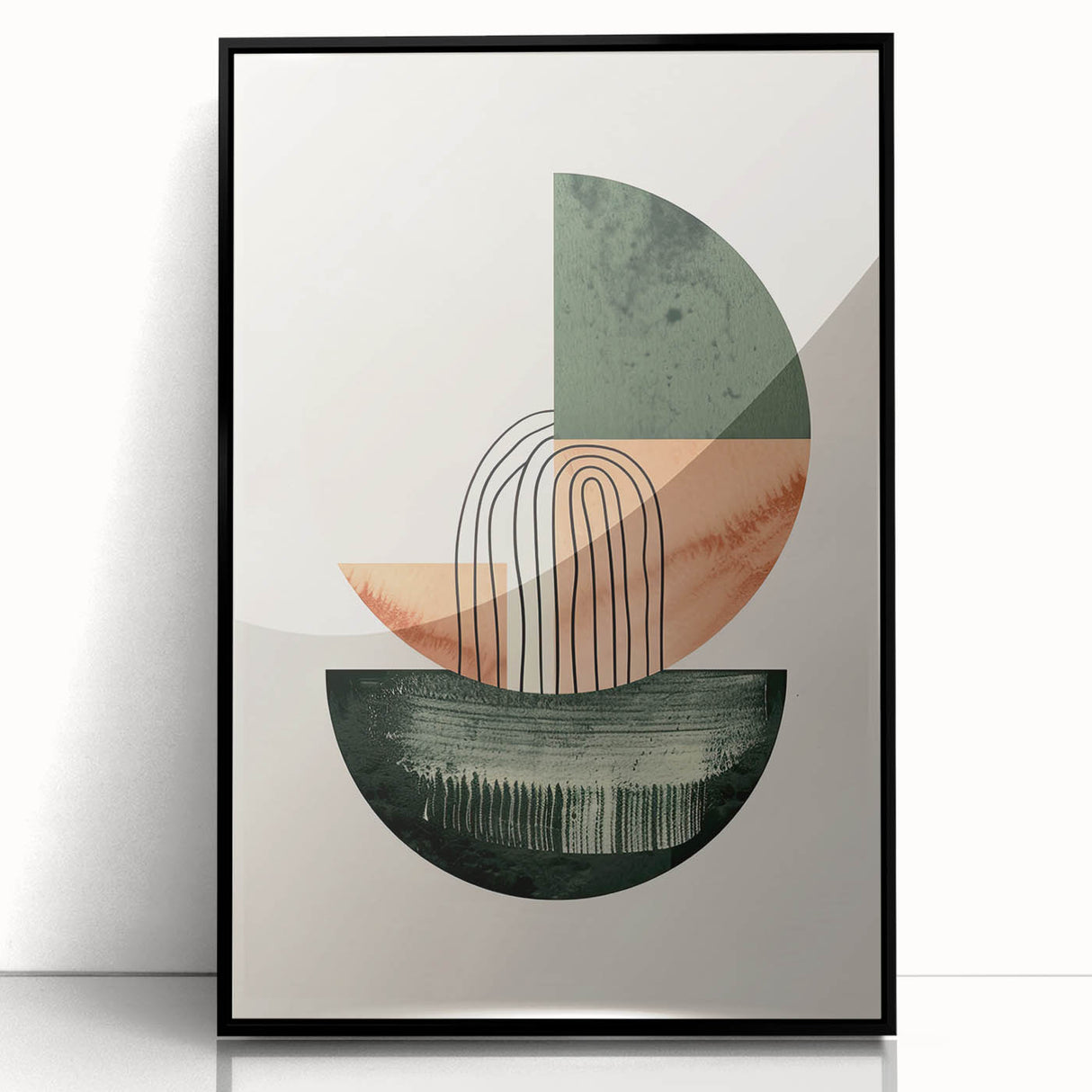 Contemporary Dining Art Pieces – Green & Peach Geometric Print