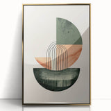 Contemporary Dining Art Pieces – Green & Peach Geometric Print