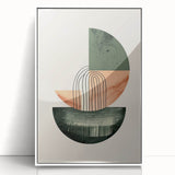 Contemporary Dining Art Pieces – Green & Peach Geometric Print