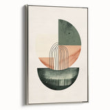Contemporary Dining Art Pieces – Green & Peach Geometric Print
