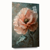 Abstract floral wall art design displayed in acrylic glass, showcasing vibrant colors and intricate patterns, perfect for modern home decor.