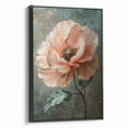 Framed canvas wall art showcasing an abstract floral design in vibrant colors, presented in a sleek black frame, adding elegance to any home decor.