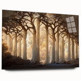 Abstract landscape wall art displayed with a sleek acrylic glass side view, showcasing vibrant colors and intricate details, ideal for modern home decor.