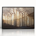 Framed abstract landscape wall art showcasing vibrant colors and fluid shapes, set in a sleek black frame, ideal for modern home decor.