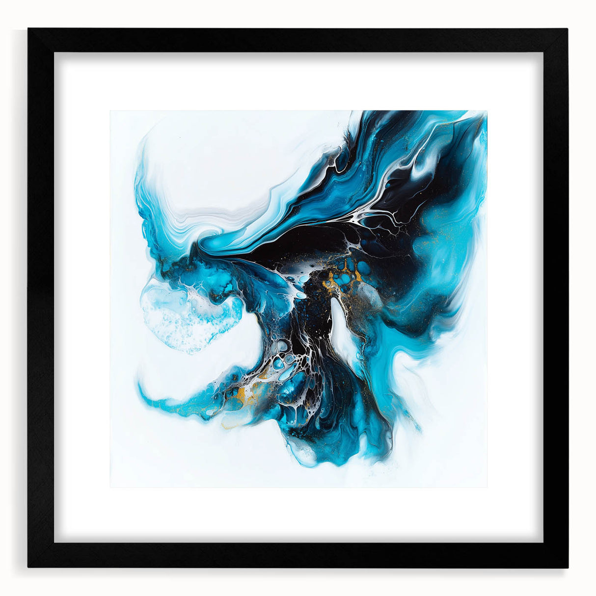 Fluid Abstract Art Collection – Teal, Gold, and Aqua Swirl Motion