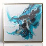 Fluid Abstract Art Collection – Teal, Gold, and Aqua Swirl Motion