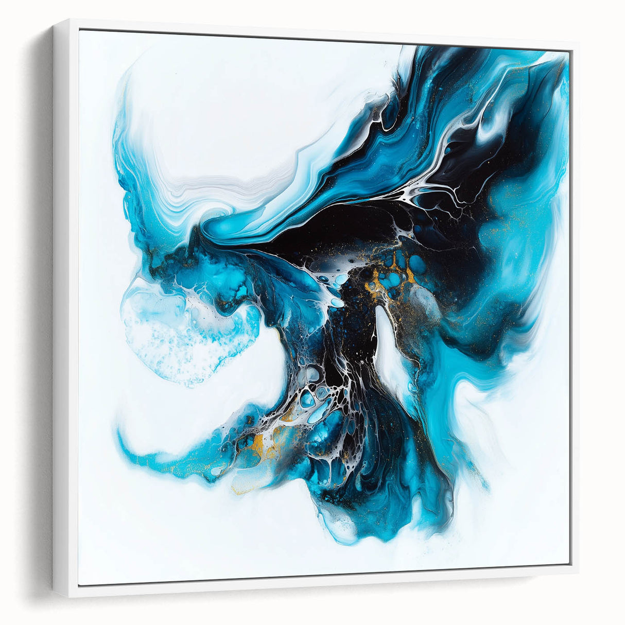 Fluid Abstract Art Collection – Teal, Gold, and Aqua Swirl Motion