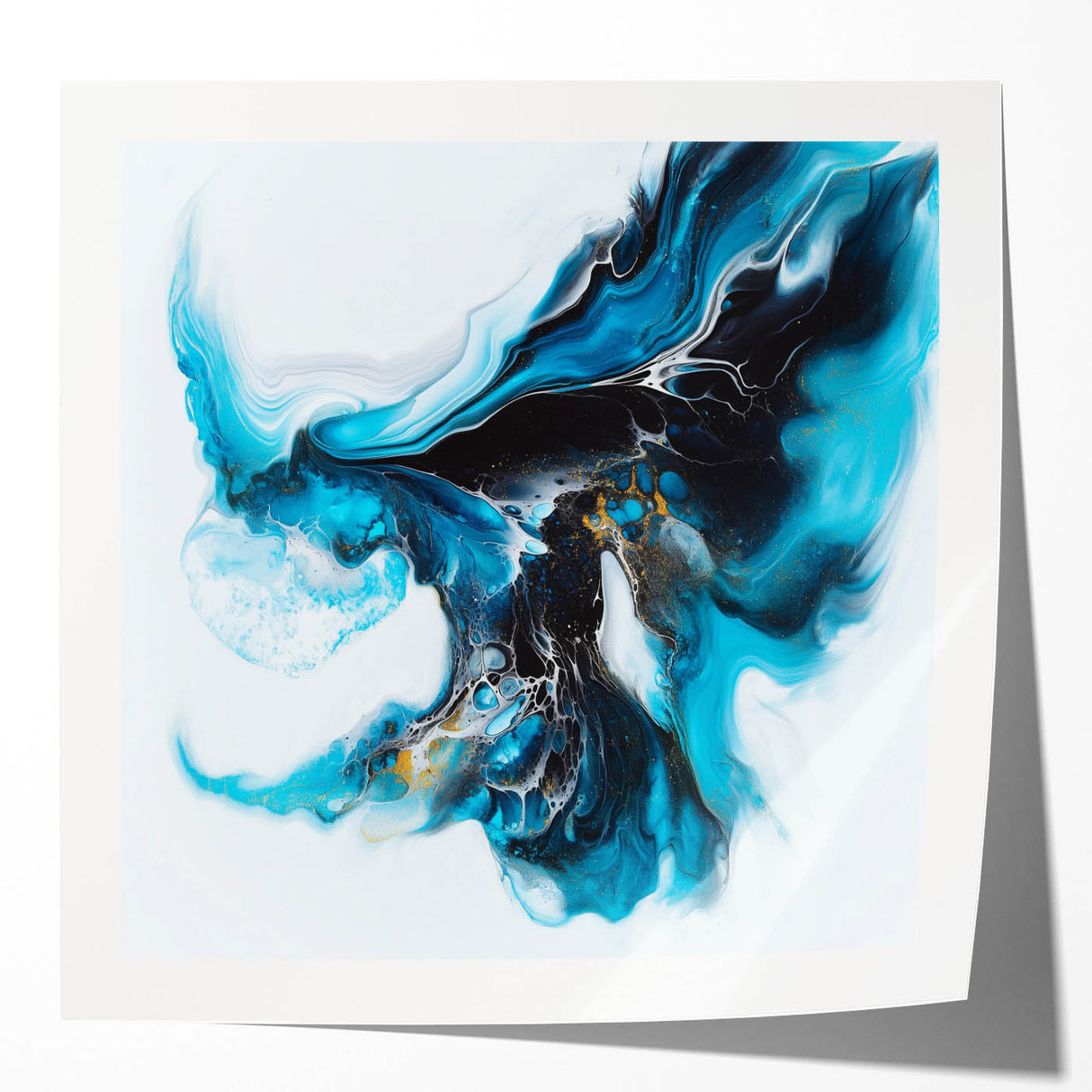 Fluid Abstract Art Collection – Teal, Gold, and Aqua Swirl Motion