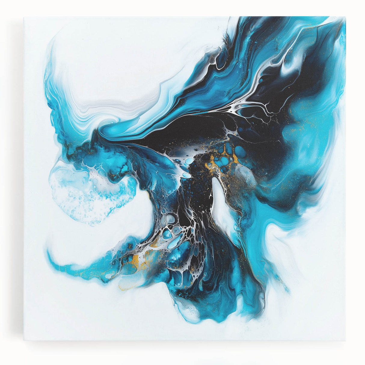 Fluid Abstract Art Collection – Teal, Gold, and Aqua Swirl Motion