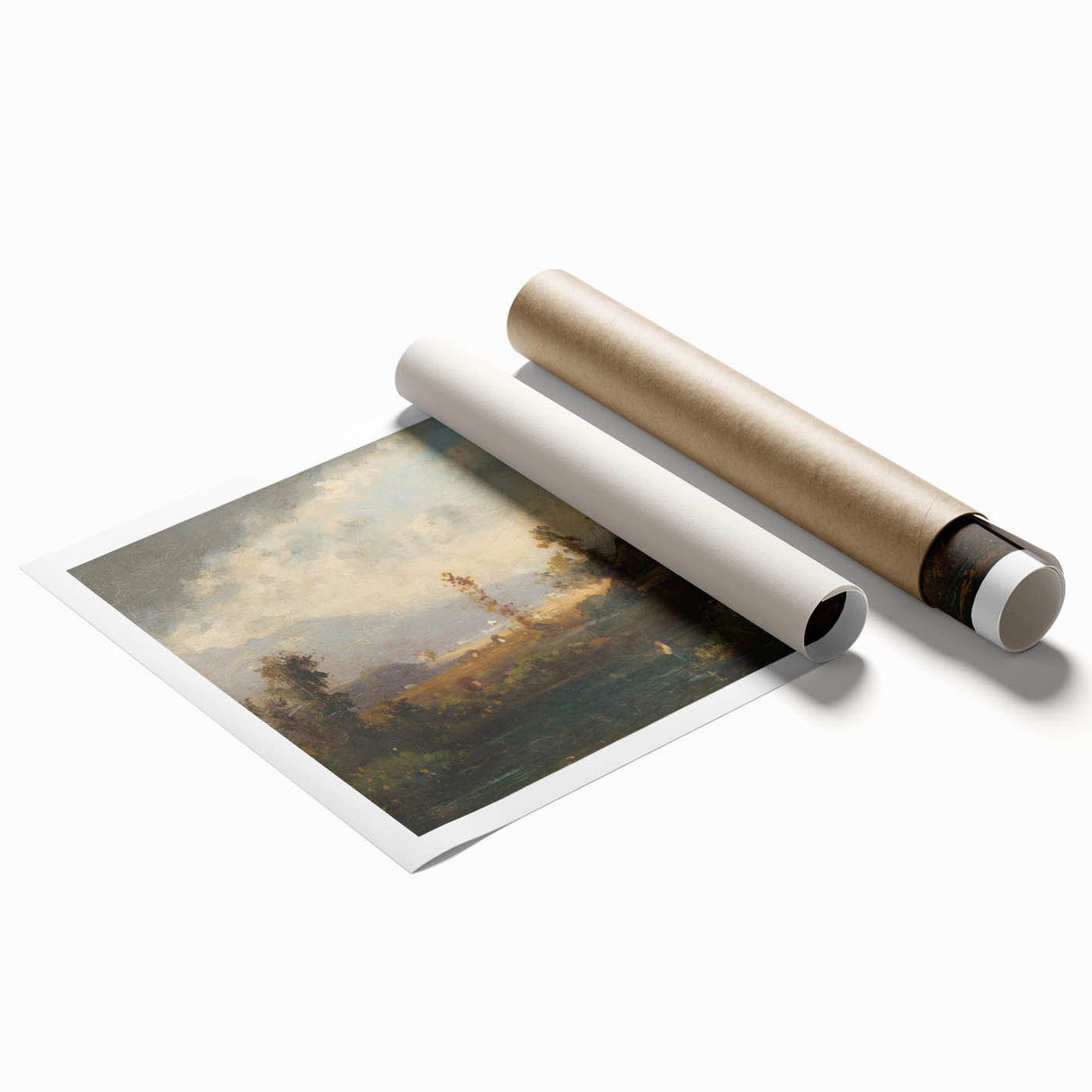 Modern Landscape Art with Serene Fisherman Scene - Modern Wall Decor