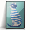 Children’s Wall Decor – Modern Striped Cat Illustration for Kids