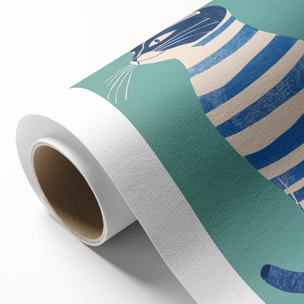 Children’s Wall Decor – Modern Striped Cat Illustration for Kids