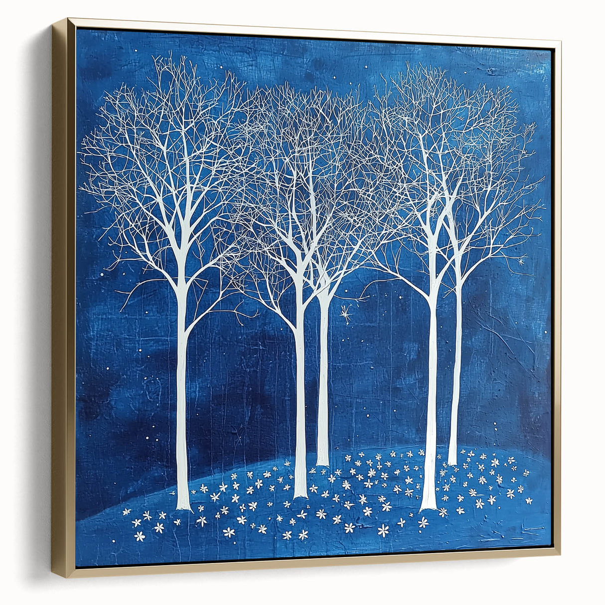 Dining Room Wall Decor – Blue & White Winter Forest Art Print