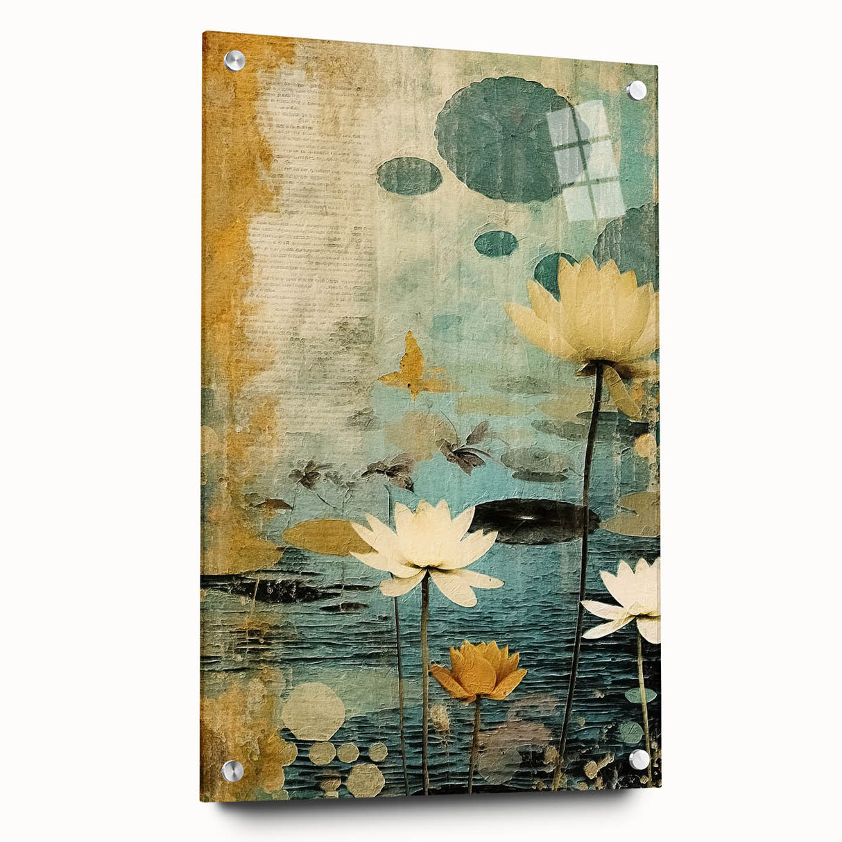 Serene Lotus Pond Living Room Wall Art – Vintage Canvas Print