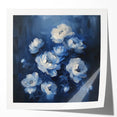 Abstract floral wall art print showcasing vibrant colors and intricate designs, presented in a glossy finish, perfect for modern home decor.