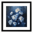 Abstract floral wall art in a black frame with a mat, showcasing vibrant colors and intricate designs, perfect for adding elegance to modern home decor.