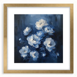 Abstract floral wall art framed in gold, featuring vibrant colors and intricate designs. Perfect for enhancing modern home decor in living rooms or offices.