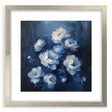 Abstract floral wall art framed in silver, showcasing vibrant colors and intricate details, designed to enhance modern home decor with a touch of elegance.