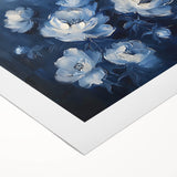 Vibrant abstract floral wall art on rolled canvas, showcasing bold colors like pink, blue, and green, perfect for home decor and artistic expression.