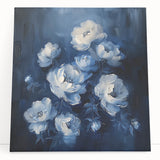 Vibrant abstract floral wall art on stretched canvas, showcasing bold colors and intricate designs, ideal for modern home decor or gallery display.