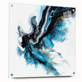 Abstract Fluid Canvas Art – Aqua, Gold, and Black Ocean Energy