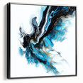 Abstract Fluid Canvas Art – Aqua, Gold, and Black Ocean Energy