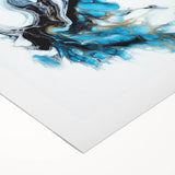 Abstract Fluid Canvas Art – Aqua, Gold, and Black Ocean Energy
