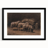 Realism Art Prints - Sheep in Stable by Rosa Bonheur Rustic Animal Art