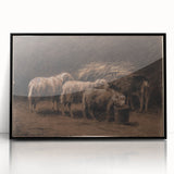 Realism Art Prints - Sheep in Stable by Rosa Bonheur Rustic Animal Art