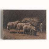 Realism Art Prints - Sheep in Stable by Rosa Bonheur Rustic Animal Art