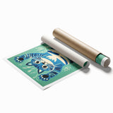 Playroom Wall Art – Fun Blue Cat Illustration for Kids' Decor