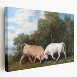 Bulls Fighting by George Stubbs - Romanticism Art Print on Canvas