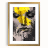 Abstract figurative gold frame with a mat, displaying a modern art piece that enhances any interior decor, ideal for contemporary art enthusiasts.