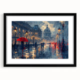 Abstract landscape wall art framed with a matte black finish, showcasing vibrant colors and intricate patterns, perfect for modern home decor and artistic spaces.