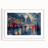 Abstract landscape wall art framed with a white mat, showcasing a blend of soft earth tones and vibrant hues, perfect for modern home decor.