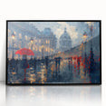 Framed abstract landscape wall art showcases a vibrant acrylic design with a black frame, enhancing modern decor in any living space. Ideal for art enthusiasts.