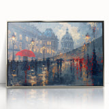 Framed abstract landscape wall art featuring a silver-accented design, ideal for modern home decor. The piece showcases vibrant colors and fluid shapes, enhancing any interior space.