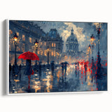 Framed canvas wall art showcasing an abstract landscape design with soft pastel colors, displayed in a sleek white frame, perfect for modern home decor.