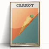 Large art print of assorted fruits in vibrant colors, framed in gold acrylic, styled in mid-century modernist design.
