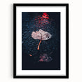 Extra large abstract art print featuring vibrant autumn hues on a textured canvas, framed in black.