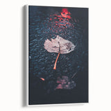 Vintage poster art featuring autumnal colors and black border on framed canvas, ideal for living room decor.