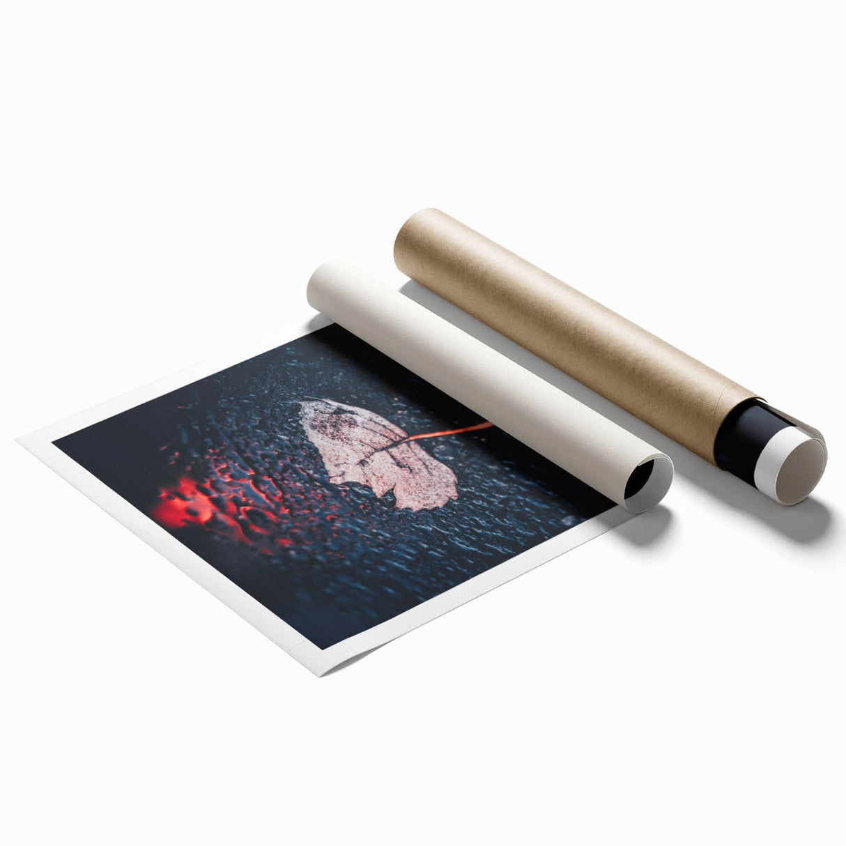 Extra large rolled print featuring a detailed floral design in autumnal shades, ideal for classy bathroom wall art.
