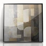 Framed abstract geometric wall art in black acrylic, showcasing a modern design with sharp angles and lines, perfect for contemporary home decor.