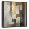 Framed abstract geometric canvas art in black, showcasing a modern design with sharp angles and clean lines, perfect for contemporary home decor.